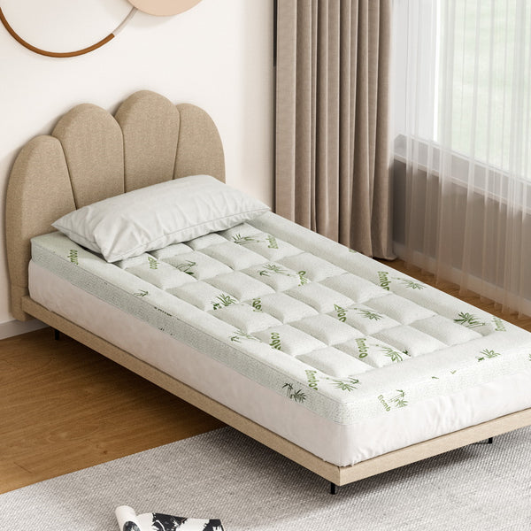 Giselle Bedding Microfibre Mattress Topper Pillowtop Bamboo 7.5cm Single