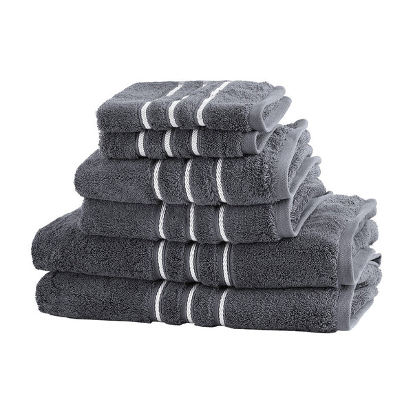 6 Pack Bath Hand Towels Washcloth Set 650gsm Cotton Grey