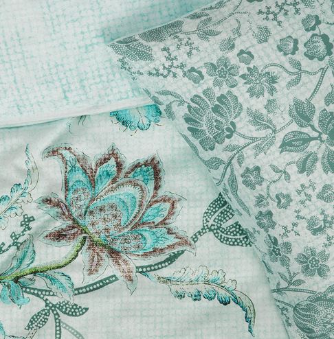 Oilily City Sits Floral Green Cotton Sateen Quilt Doona Duvet Cover King