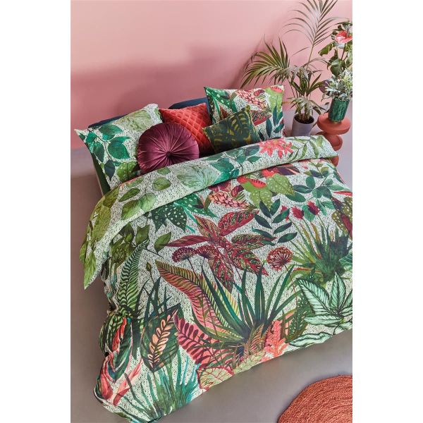 Bedding House Wildwood Tropical Green Cotton Quilt Doona Duvet Cover Queen