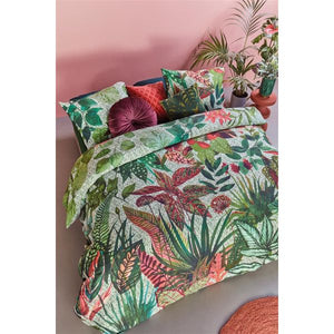 Bedding House Wildwood Tropical Green Cotton Quilt Doona Duvet Cover Queen