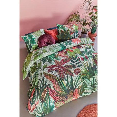 Bedding House Wildwood Tropical Green Cotton Quilt Doona Duvet Cover Queen