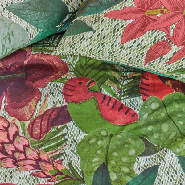 Bedding House Wildwood Tropical Green Cotton Quilt Doona Duvet Cover King