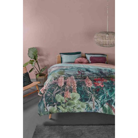 Bedding House Lupine Flowers Green Cotton Sateen Quilt Doona Duvet Cover Queen