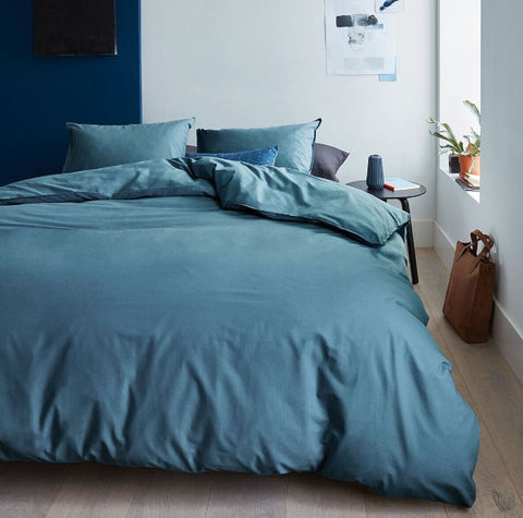 Bedding House Organic Cotton Blue Grey Quilt Doona Duvet Cover Set Queen