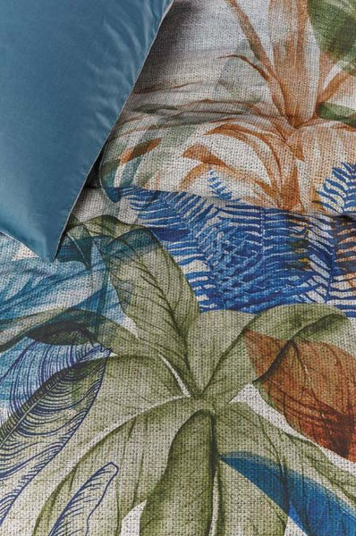 Bedding House Isla Blue Cotton Sateen Quilt Doona Duvet Cover Set Queen