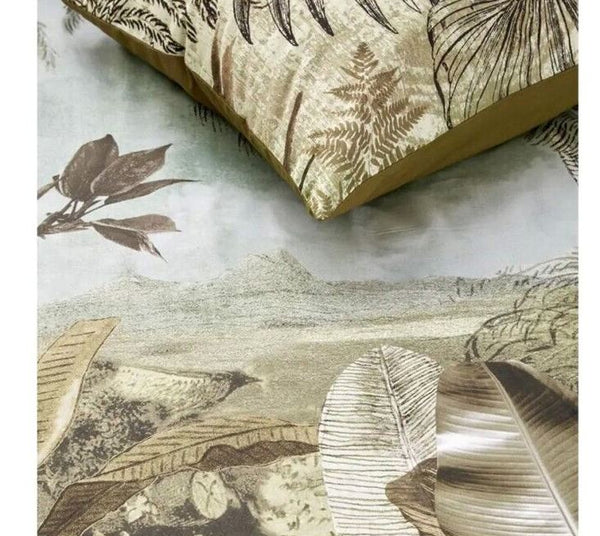 Bedding House Banda Palm Jungle Green Cotton Quilt Doona Duvet Cover King