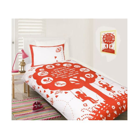 Happy Kids The Bees Knees Red Quilt Doona Duvet Cover Set Single