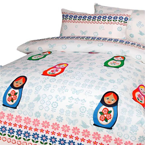 Happy Kids Chenka Russian Dolls Quilt Doona Duvet Cover Set Queen