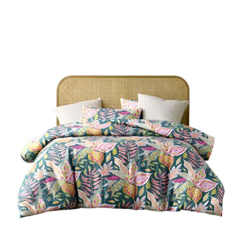 Accessorize Carmila Botanical Linen Cotton Quilt Doona Duvet Cover Set Queen