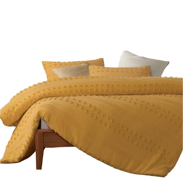 Vintage Design Homewares Sans Sovci Ochre Cotton Quilt Cover Set Queen