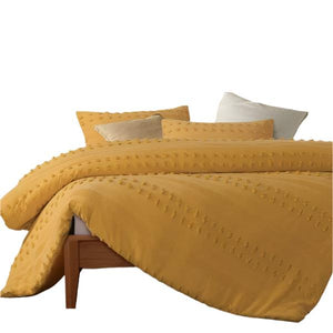 Vintage Design Homewares Sans Sovci Ochre Cotton Quilt Cover Set Queen