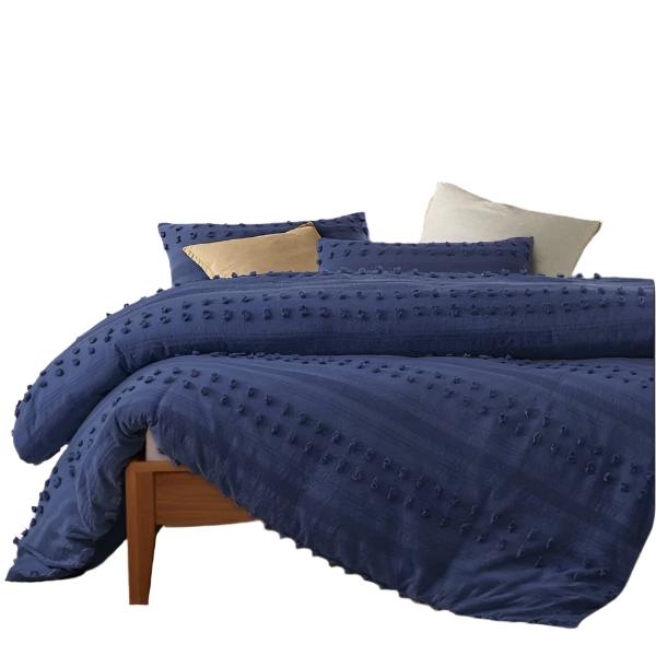 Vintage Design Homewares Sans Sovci Bijou Blue Cotton Quilt Cover Set Queen