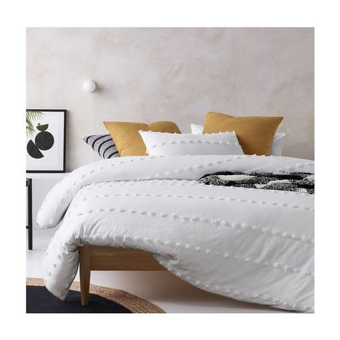 Vintage Design Homewares Serapian Stripe White Quilt Doona Duvet Cover King