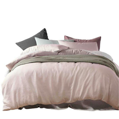 Vintage Design Homewares French Linen Quilt Doona Duvet Cover Peach King