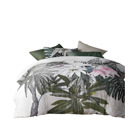 Accessorize Curiosity Palms Green Quilt Doona Duvet Cover Set Queen