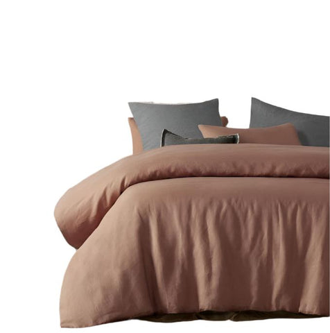 Vintage Design Homewares Hazelnut Brown Hemp Quilt Doona Duvet Cover Queen