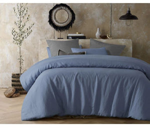 Vintage Design Homewares Sky Blue Hemp Quilt Doona Duvet Cover King