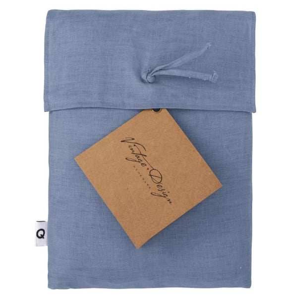 Vintage Design Homewares Sky Blue Hemp Quilt Doona Duvet Cover King