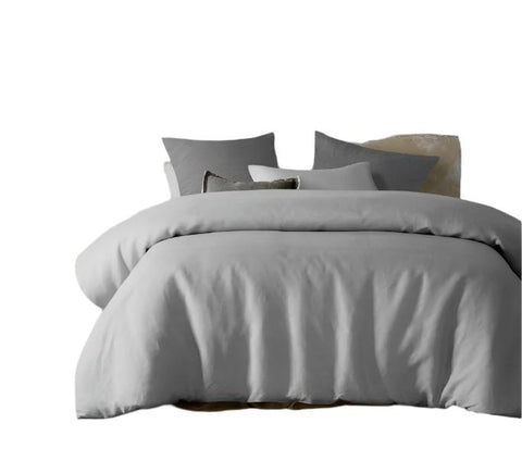 Vintage Design Homewares Silver Hemp Quilt Doona Duvet Cover Set King