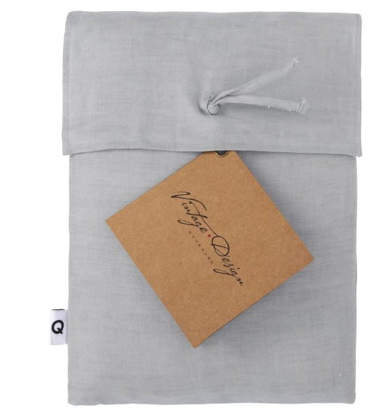 Vintage Design Homewares Silver Hemp Quilt Doona Duvet Cover Set King