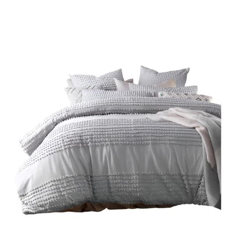 Vintage Design Homewares Betty Silver Chenille Quilt Doona Duvet Cover Single