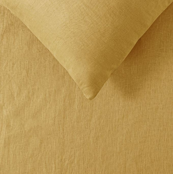Vintage Design French Linen Quilt Doona Duvet Cover Ochre Queen