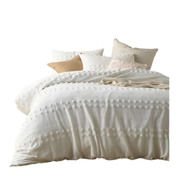 Vintage Design Homewares Sans Sovci Snow White Cotton Quilt Doona Duvet Cover Single