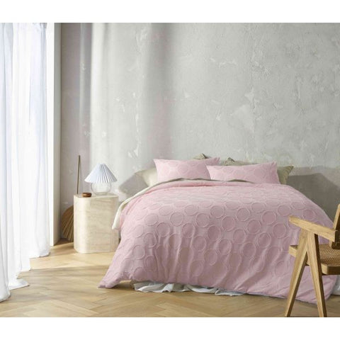 Accessorize Orion Applique Circle Blush Pink Cotton Quilt Doona Duvet Cover King