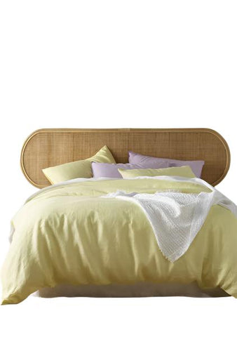 Vintage Design French Linen Quilt Doona Duvet Cover Butter Yellow Single