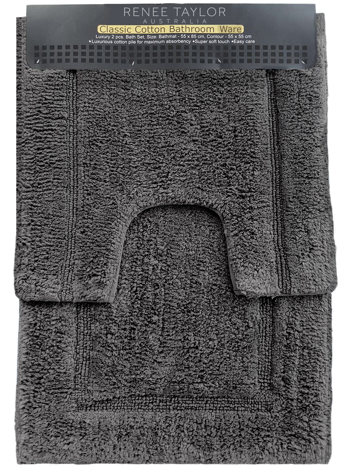 Renee Taylor 2 Pce 2200GSM Tufted Cotton Nickel Bath Pedestal Sink Mat Set
