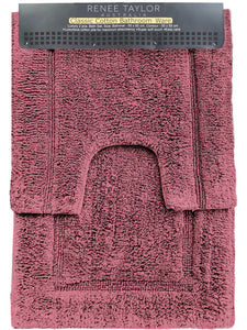 Renee Taylor 2 Pce 2200GSM Tufted Cotton Rosebud Bath Pedestal Sink Mat Set
