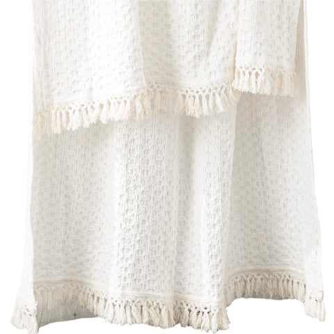 Renee Taylor Alysian Washed Cotton Textured White Throw Rug Blanket 130 x 200cm