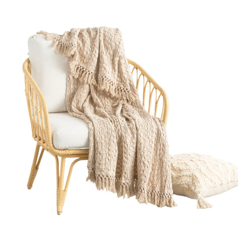 Renee Taylor Alysian Washed Cotton Textured Sand Throw Rug Blanket 130 x 200cm