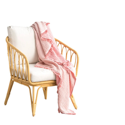 Renee Taylor Dreamy Vintage Wash Textured Cotton Blush Pink Throw 130 x 200cm