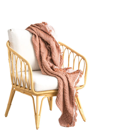 Renee Taylor Dreamy Vintage Wash Textured Cotton Rust Throw 130 x 200cm