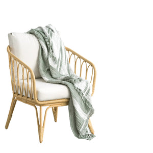 Renee Taylor Ray Striped Vintage Wash Textured Cotton Pistachio Throw 130 x 200cm