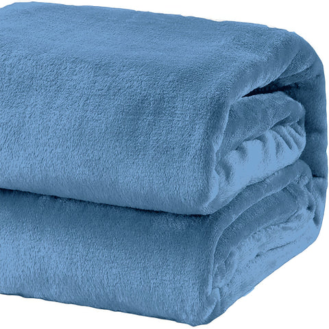 Renee Taylor Heavyweight Acrylic Mink Sky Blue Blanket Throw Rug 220 x 240cm