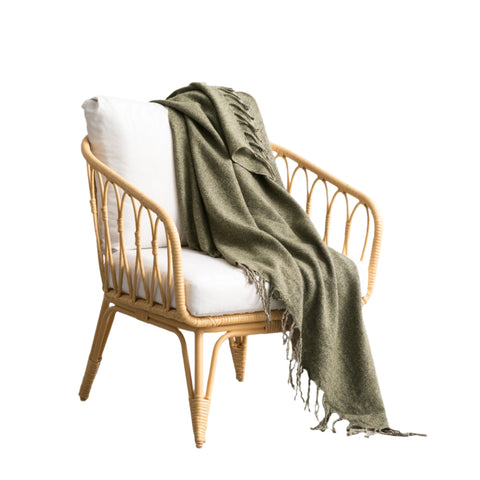 Cloud Linen Lygon Wool Acrylic Throw Rug Blanket Juniper 127 x 152cm
