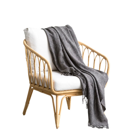 Cloud Linen Lygon Wool Acrylic Throw Rug Blanket Grey 127 x 152cm