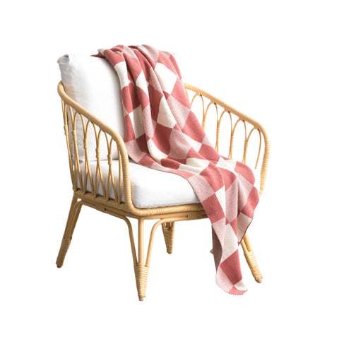Renee Taylor Newport Checkered Cotton Rust Throw Rug Blanket 130 x 170cm