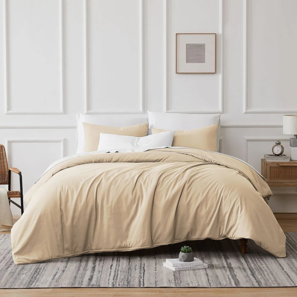 Renee Taylor 700TC Tencel Lyocell Cotton Quilt Doona Duvet Cover Bone Queen