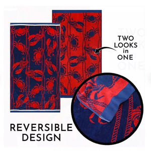 Renee Taylor 2 Pack Jacquard Velour Large Beach Towel 100 x 180cm Fresh Catch