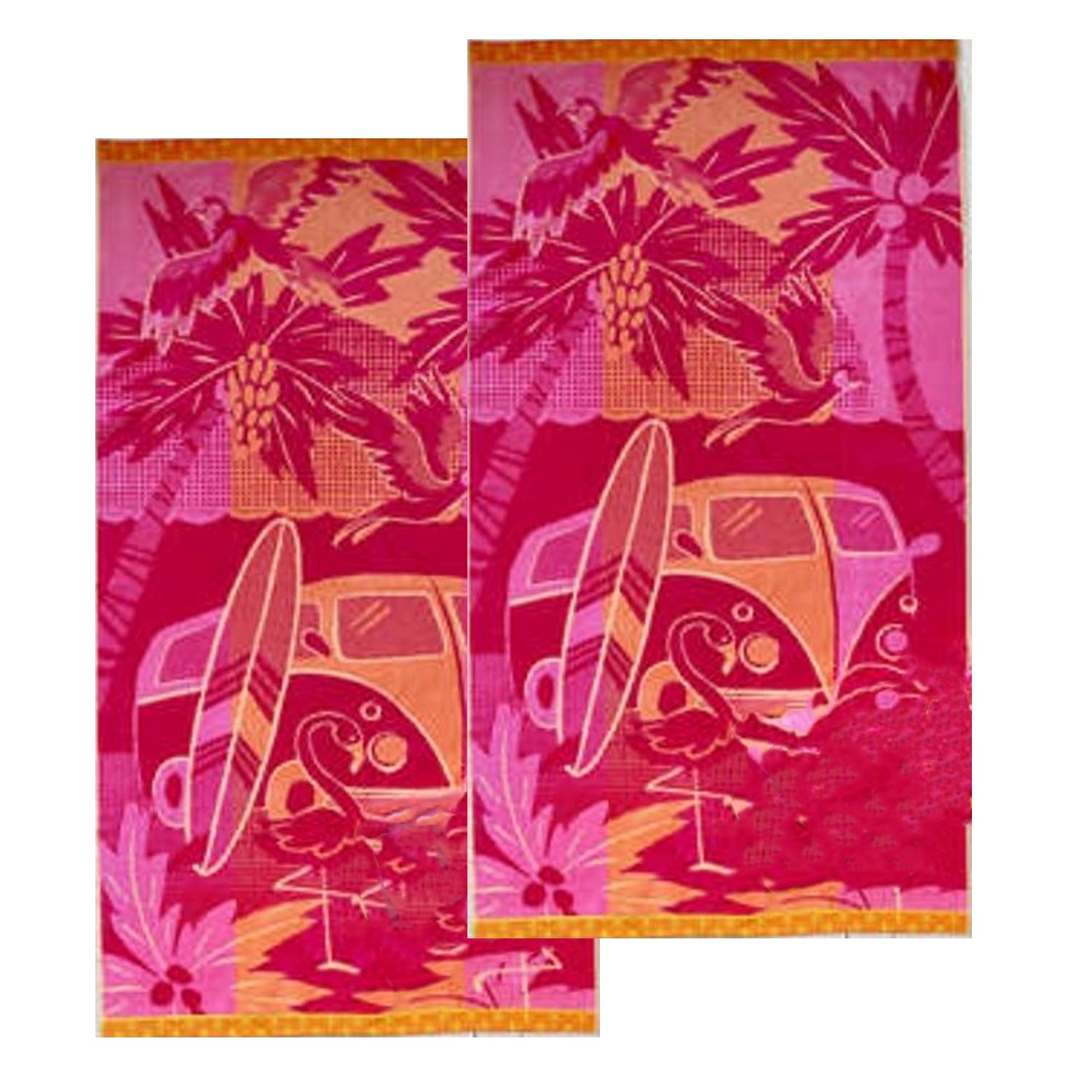 Renee Taylor 2 Pack Jacquard Velour Large Beach Towel 100 x 180cm Surf