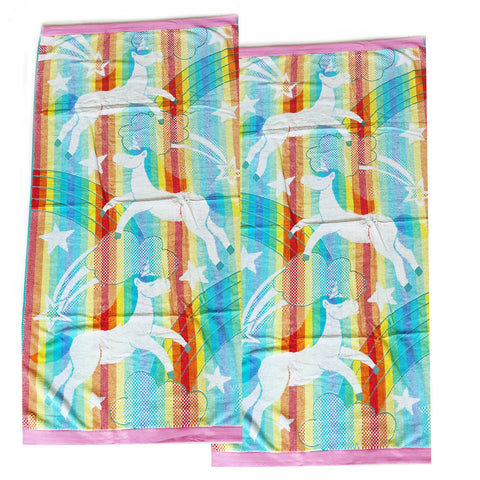 Renee Taylor 2 Pack Jacquard Velour Beach Towel 75 x 150cm Unicorn