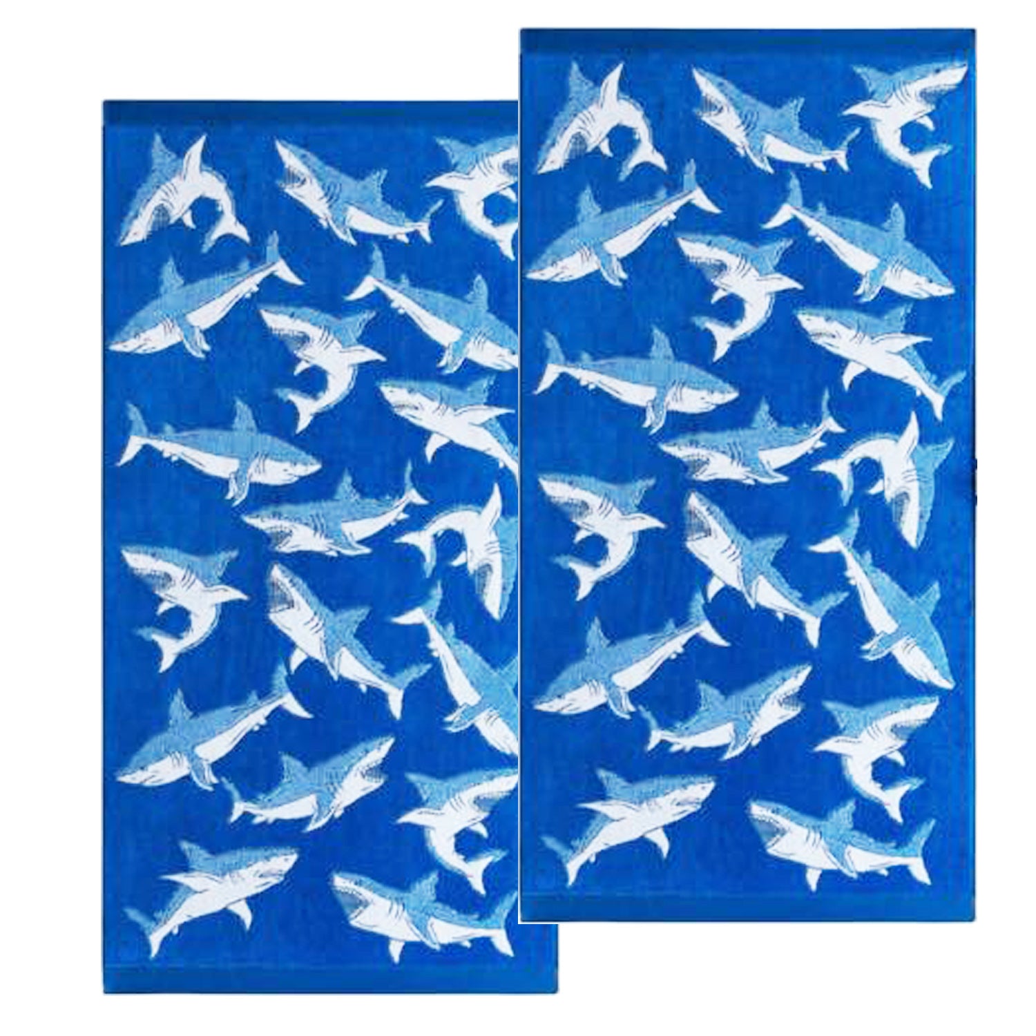 Renee Taylor 2 Pack Jacquard Velour Beach Towel 75 x 150cm Shark