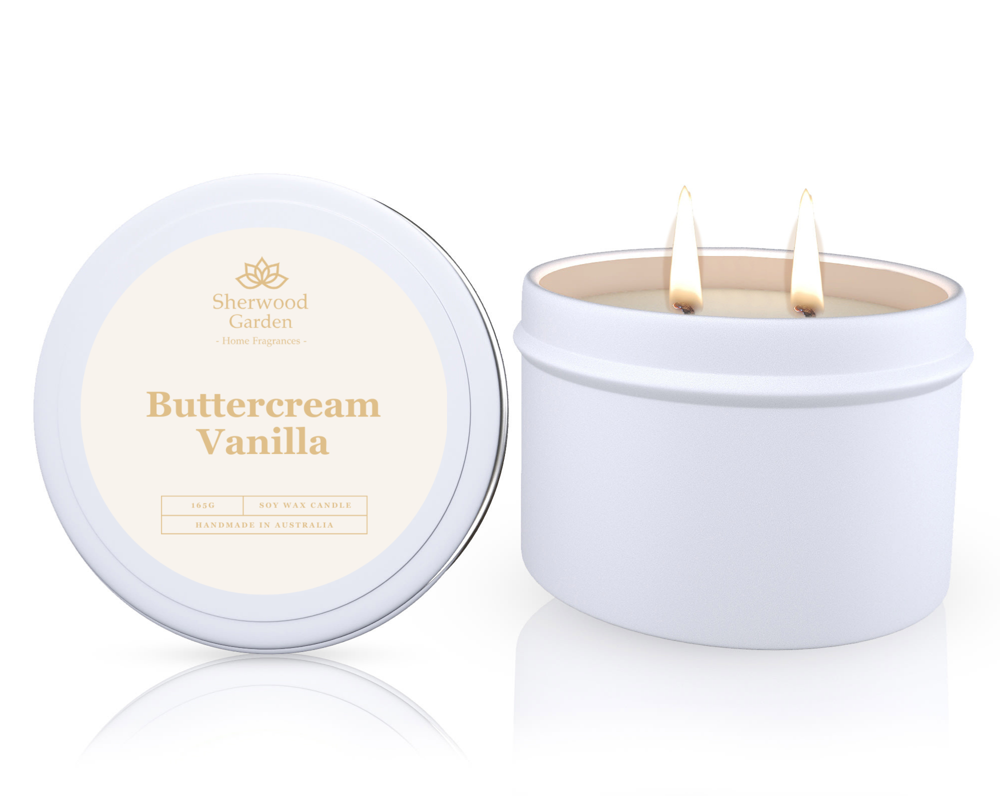 Sherwood Garden Buttercream Vanilla Soy Wax Candle Tin 165g