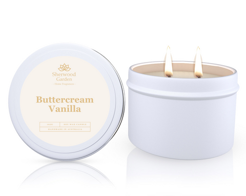 Sherwood Garden Buttercream Vanilla Soy Wax Candle Tin 165g