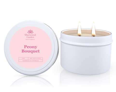 Sherwood Garden Peony Bouquet Soy Wax Candle Tin 165g