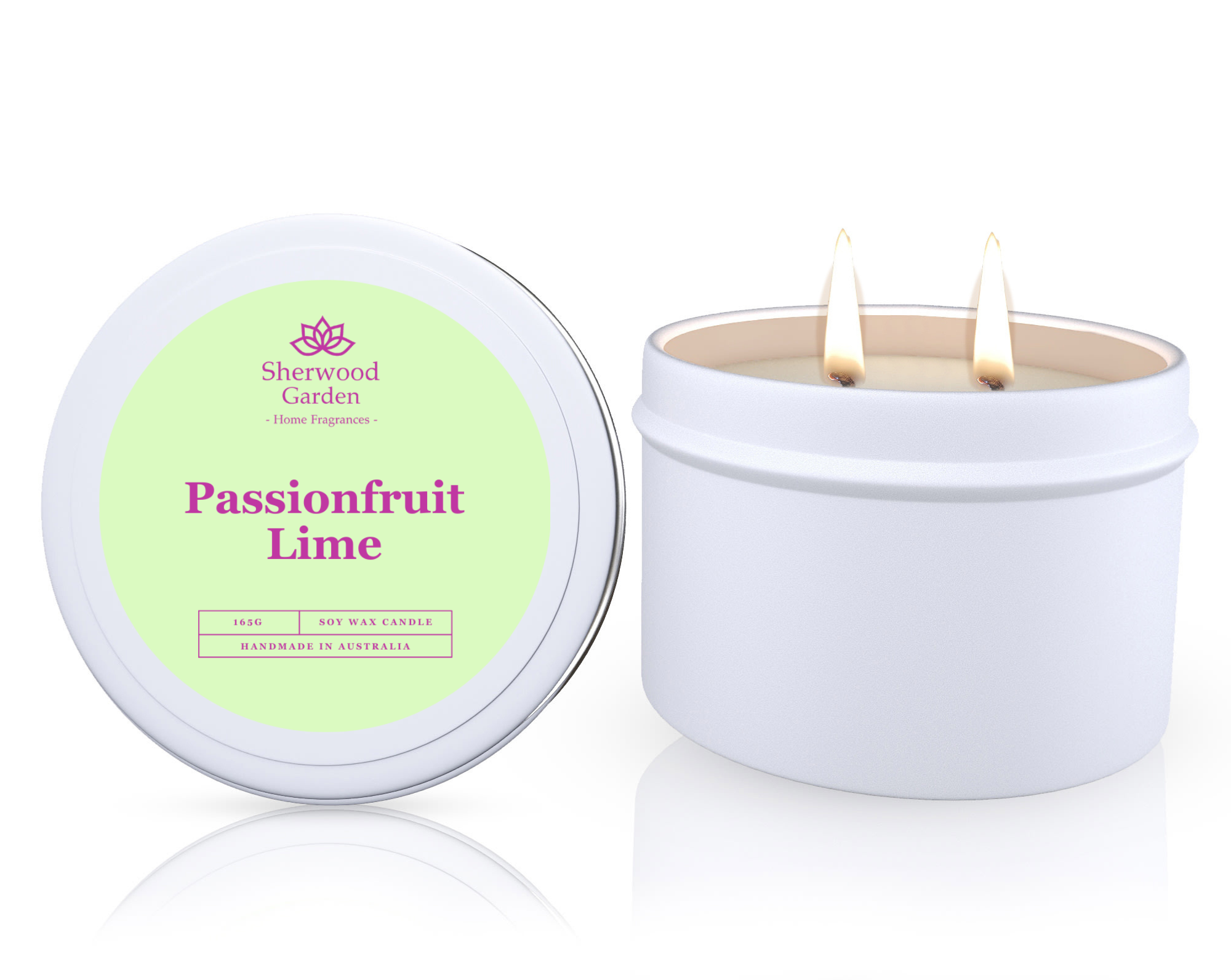 Sherwood Garden Passionfruit Lime Soy Wax Candle Tin 165g